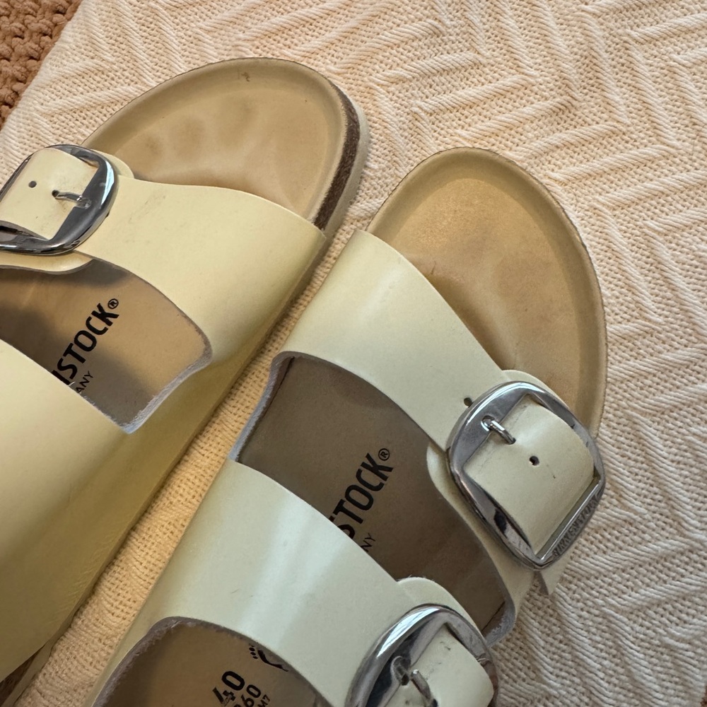 Birkenstock Milano Big Buckle Cream Sandals with Silver Size 40 - Picture 12 of 12